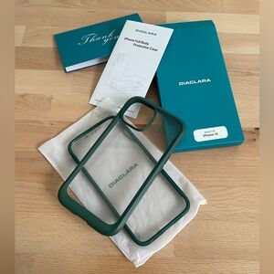 Diaclara Green iPhone 13 Protective 2 Piece Case Cellphone Clear